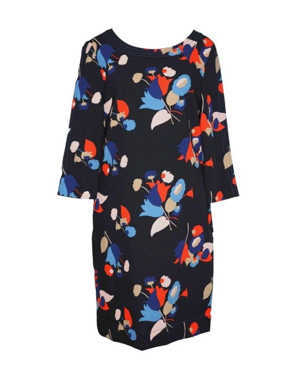 Boden Tall Alda Shift Dress Black Posey Floral 3/4 Sleeve 10 Long Tall MSRP $98